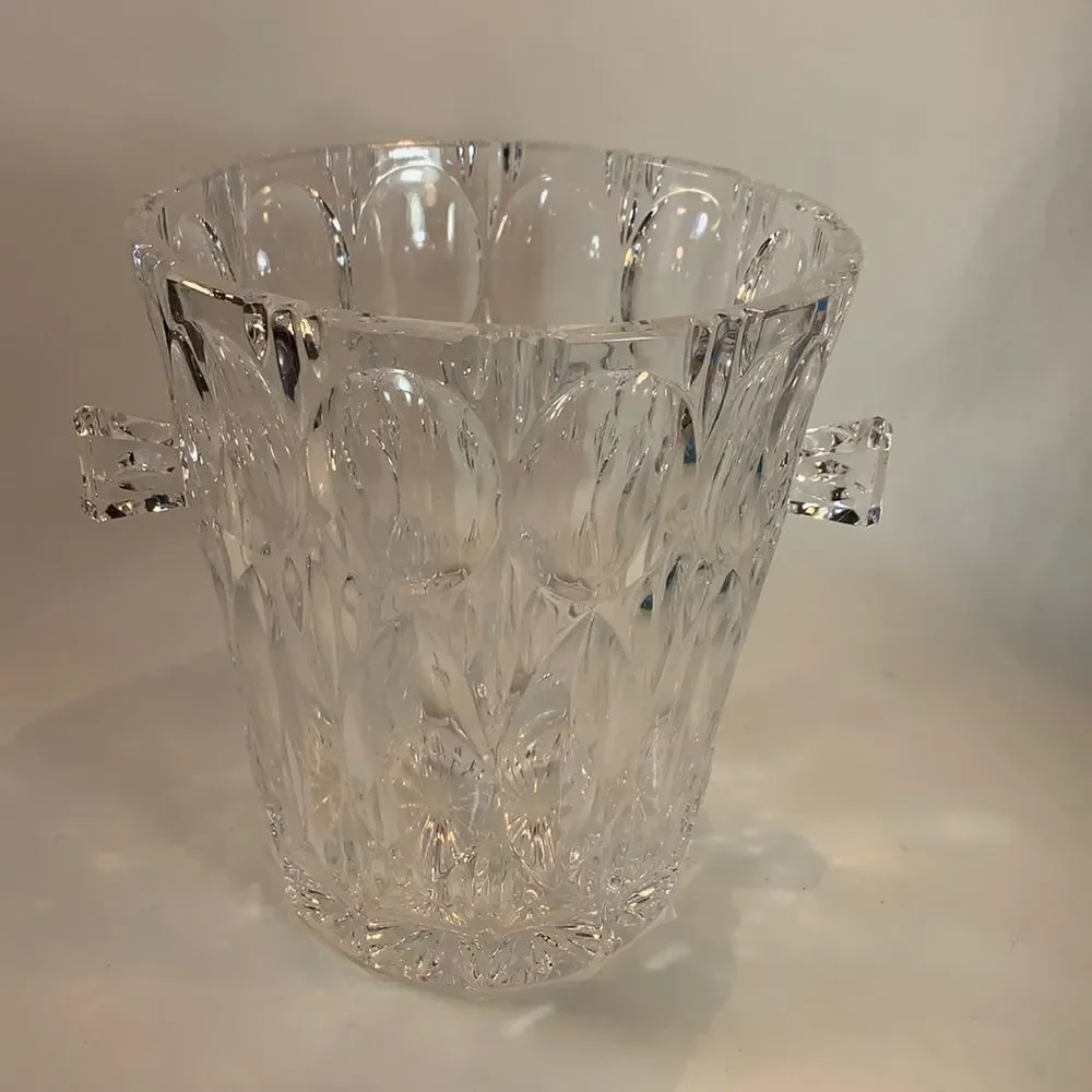 Crystal Art Deco Inspired Cut Wine Bucket Two Handle Champagne Ice Bar Cocktail